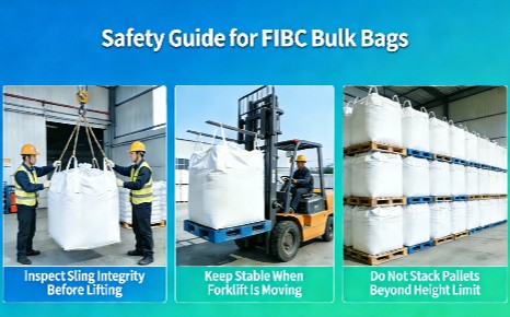 Thông số kỹ thuật an toàn khi nâng hạ bao FIBC, vận hành xe nâng và xếp chồng pallet.